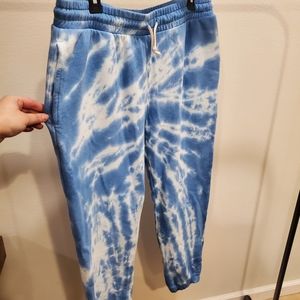 ZELLA tie-dye baby blue and white sweatpants